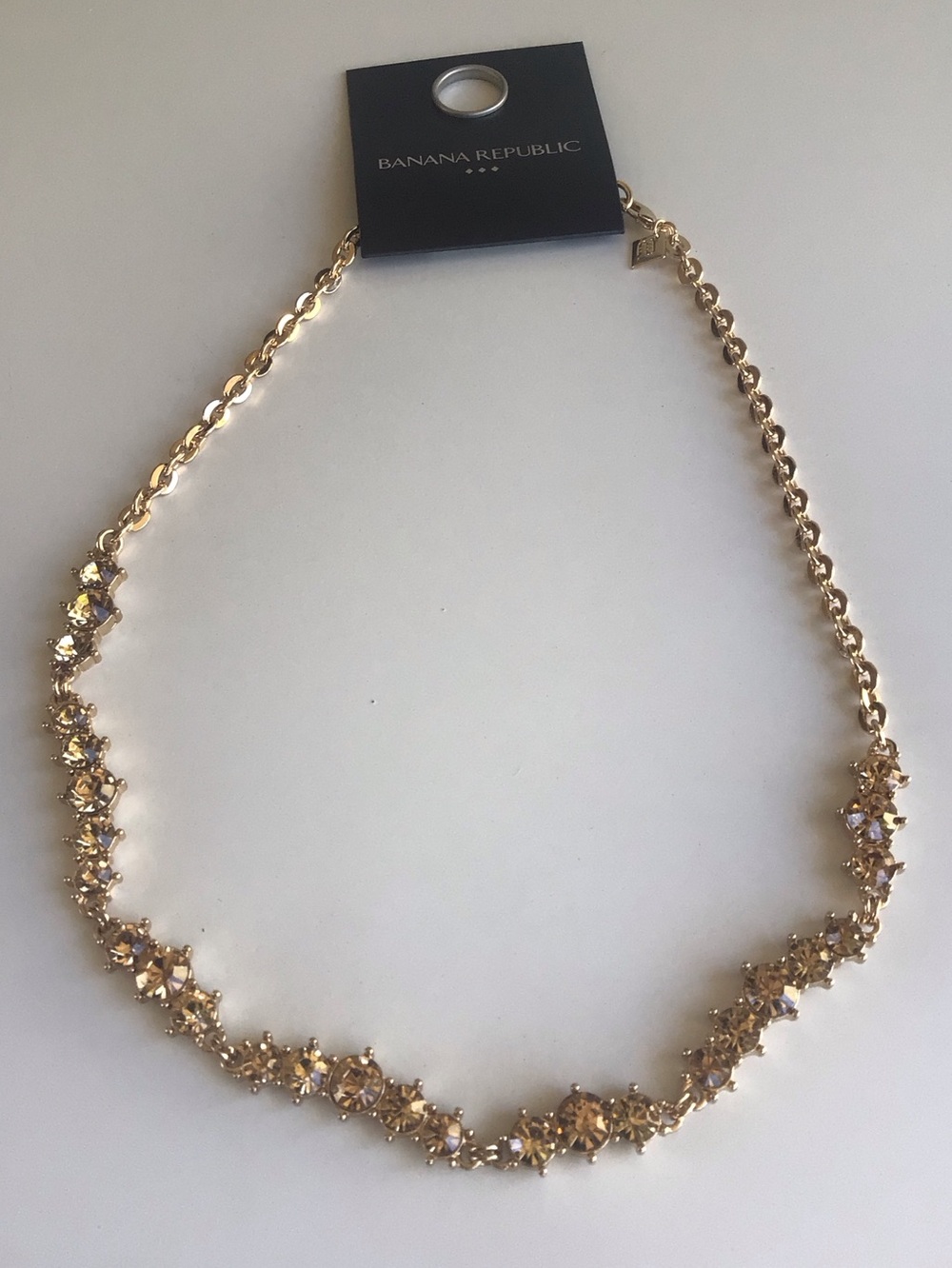 Banana Republic Gold rhinestone gem jewel Necklace